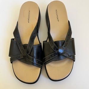 Black leather Rockport sandals size 8.5
